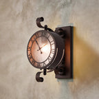 Luminosity Designs Ltd - Chronos Faux Clock Wall Lamp, 1 x E27, IP54, Oil Rubbed Brass/Textured Glass - Luminosity Designs Ltd