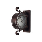 Chronos Faux Clock Wall Lamp, 1 x E27, IP54, Oil Rubbed Brass/Textured Glass