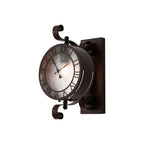 Chronos Faux Clock Wall Lamp, 1 x E27, IP54, Oil Rubbed Brass/Textured Glass