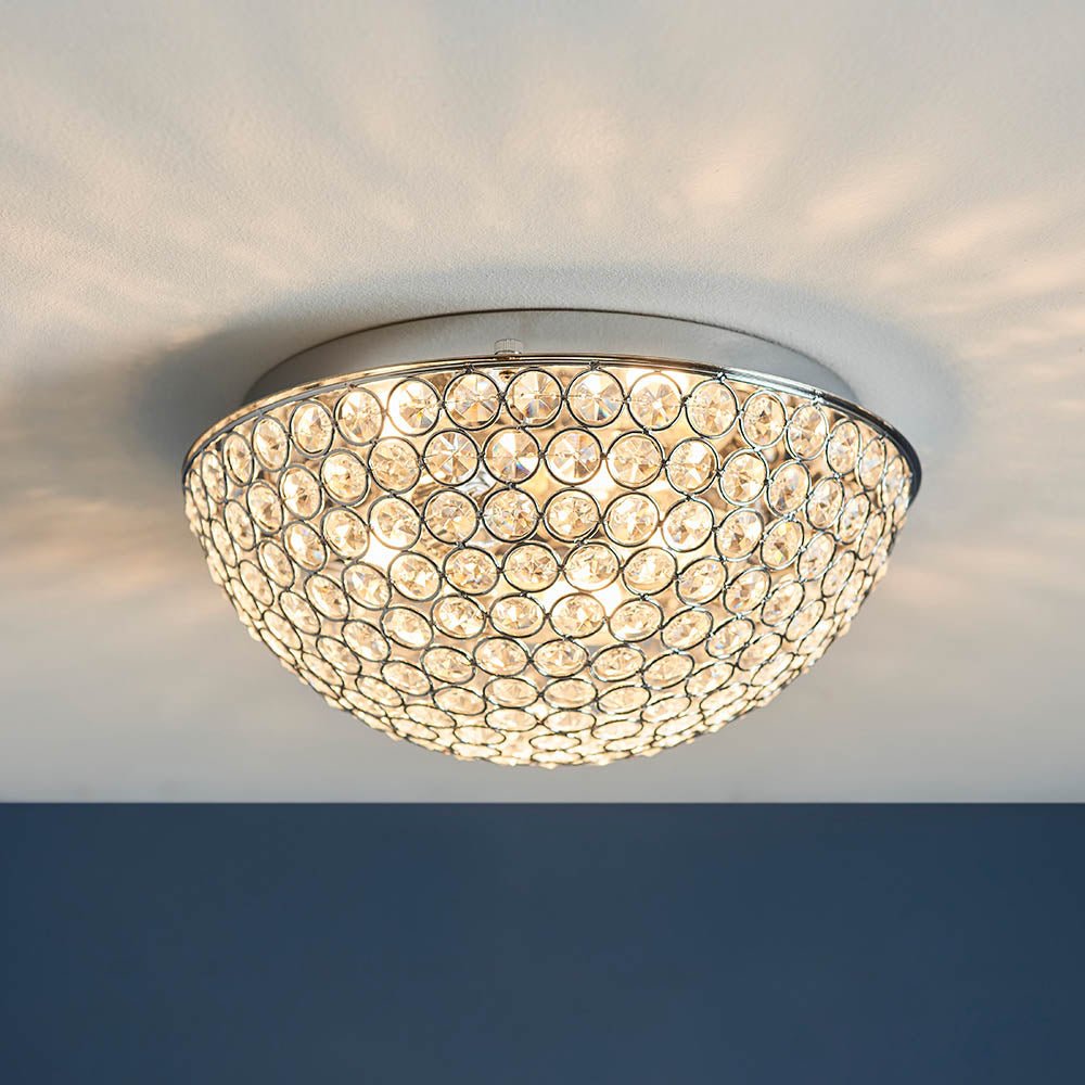 Endon - Chryla 3 Light Flush Bathroom Ceiling Light in Chrome and Crystal, 3x G9 (Endon 60103) - Luminosity Designs Ltd