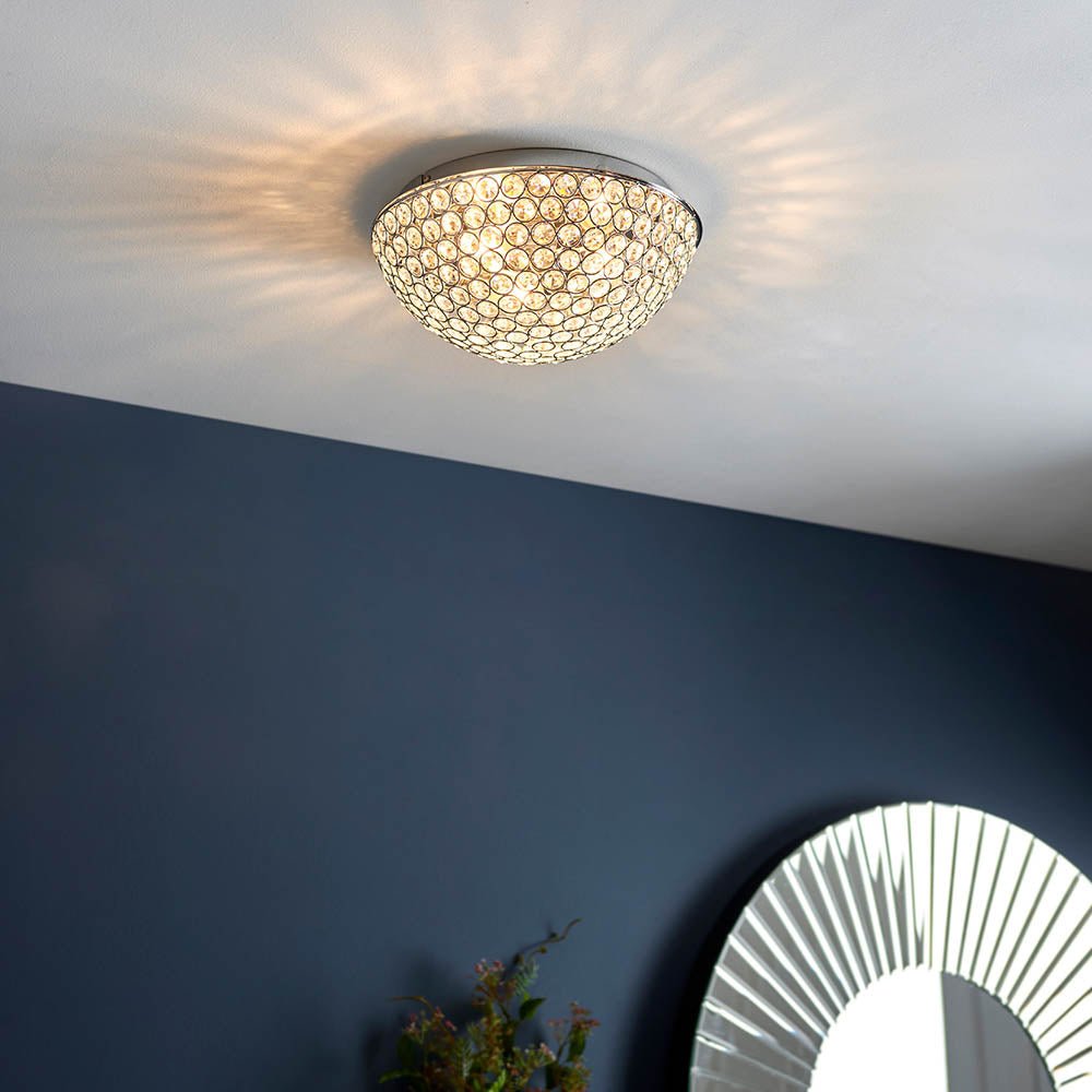 Endon - Chryla 3 Light Flush Bathroom Ceiling Light in Chrome and Crystal, 3x G9 (Endon 60103) - Luminosity Designs Ltd