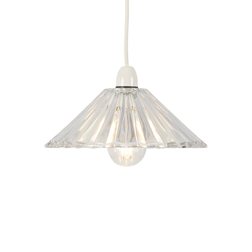 Oaks Lighting - Chur Straight Ribbed Non Electric Patterned Glass Floral Shade for Ceiling Pendants - Luminosity Designs Ltd
