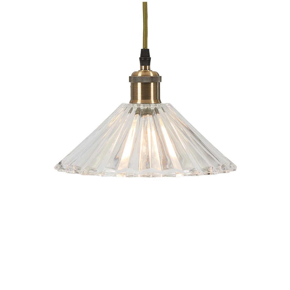 Oaks Lighting - Chur Straight Ribbed Non Electric Patterned Glass Floral Shade for Ceiling Pendants - Luminosity Designs Ltd