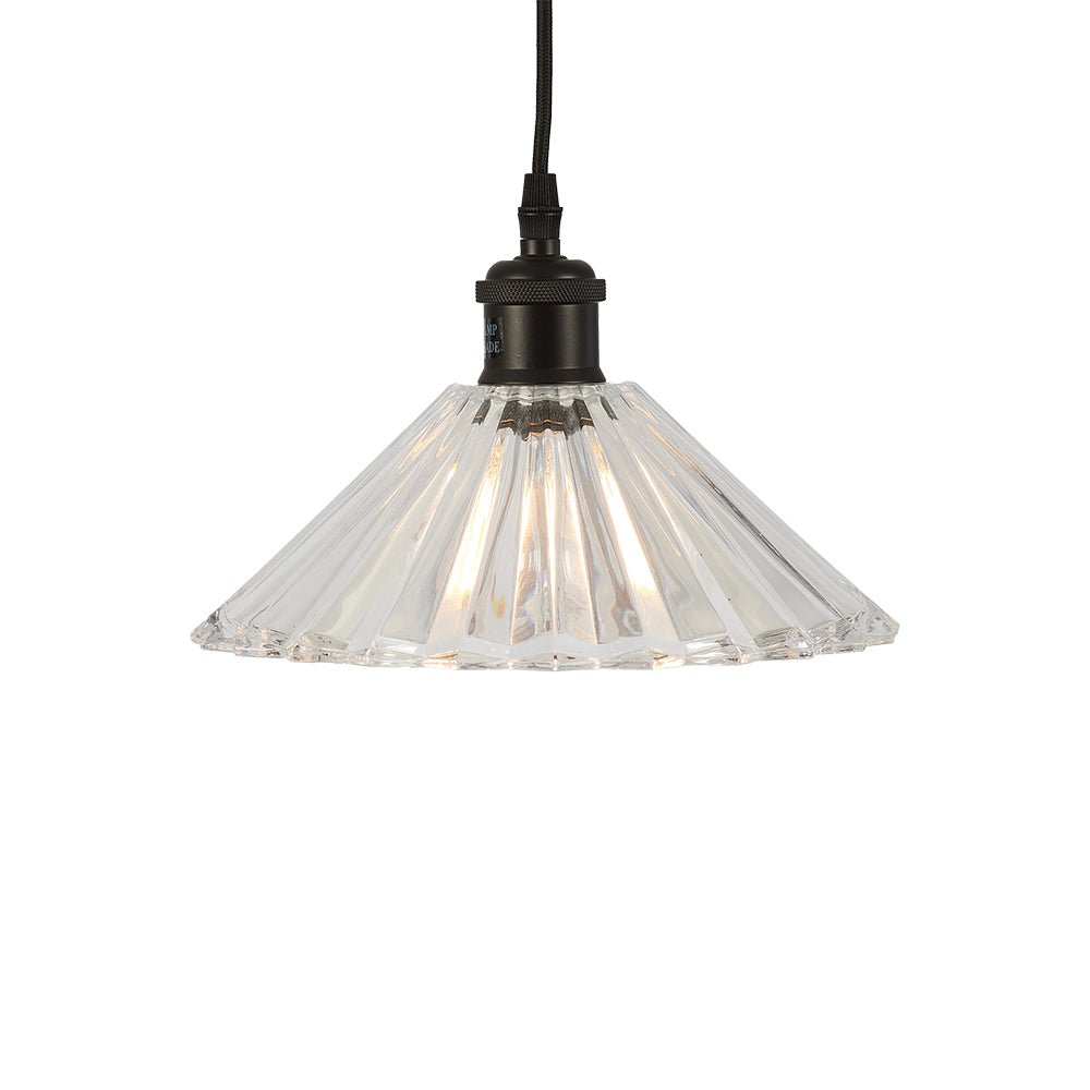 Oaks Lighting - Chur Straight Ribbed Non Electric Patterned Glass Floral Shade for Ceiling Pendants - Luminosity Designs Ltd