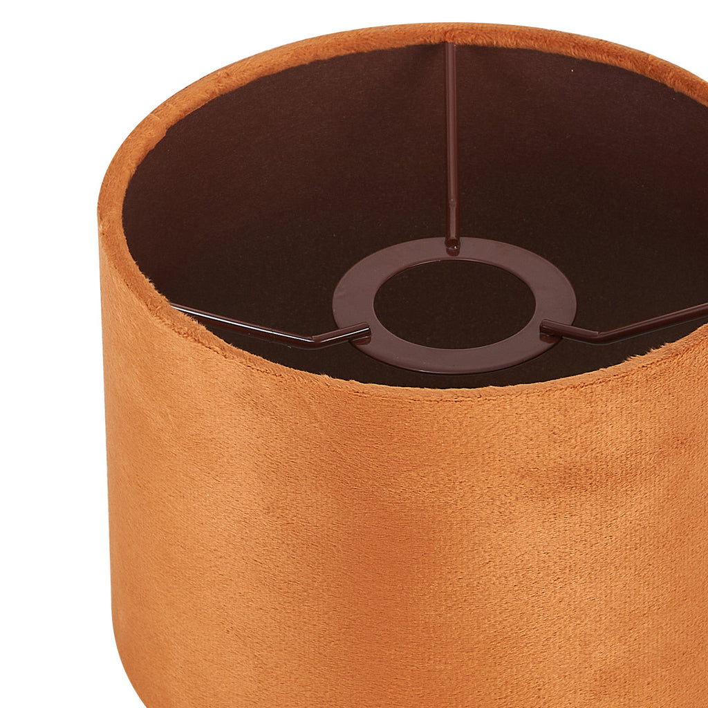 Luminosity Designs Ltd - City Round, 18x13.5cm Shade, Burnt Orange Velvet With Copper Paper Lining & Copper Finish Carrie - Luminosity Designs Ltd