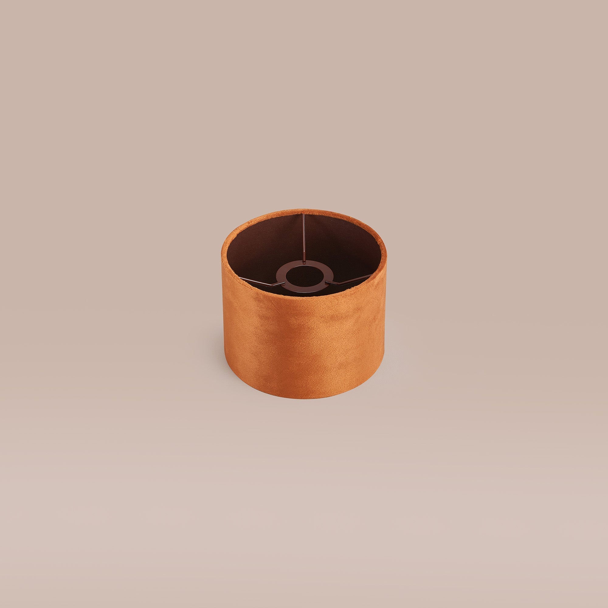 Luminosity Designs Ltd - City Round, 18x13.5cm Shade, Burnt Orange Velvet With Copper Paper Lining & Copper Finish Carrie - Luminosity Designs Ltd