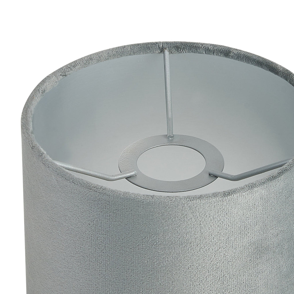 Luminosity Designs Ltd - City Round, 18x13.5cm Shade, Dark Grey Velvet With Silver Paper Lining & Silver Finish Carrier - Luminosity Designs Ltd