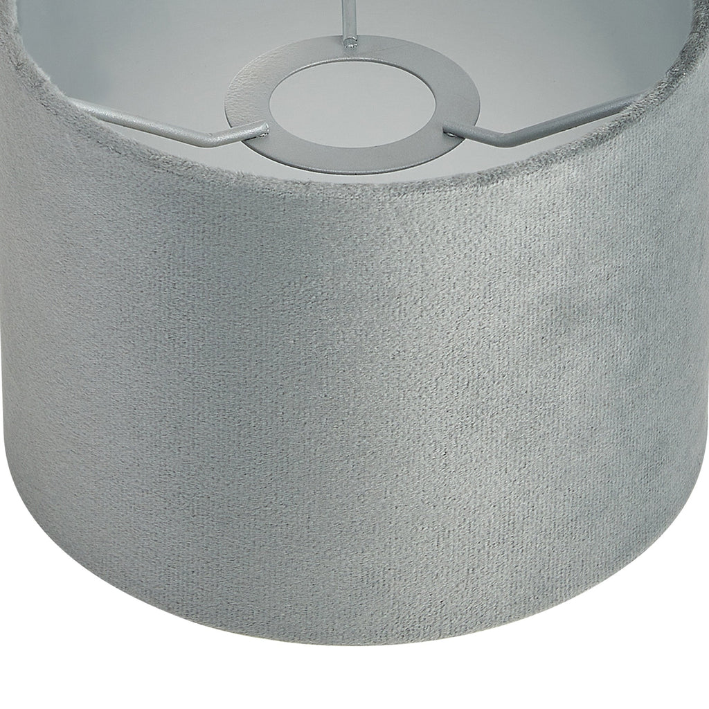 Luminosity Designs Ltd - City Round, 18x13.5cm Shade, Dark Grey Velvet With Silver Paper Lining & Silver Finish Carrier - Luminosity Designs Ltd