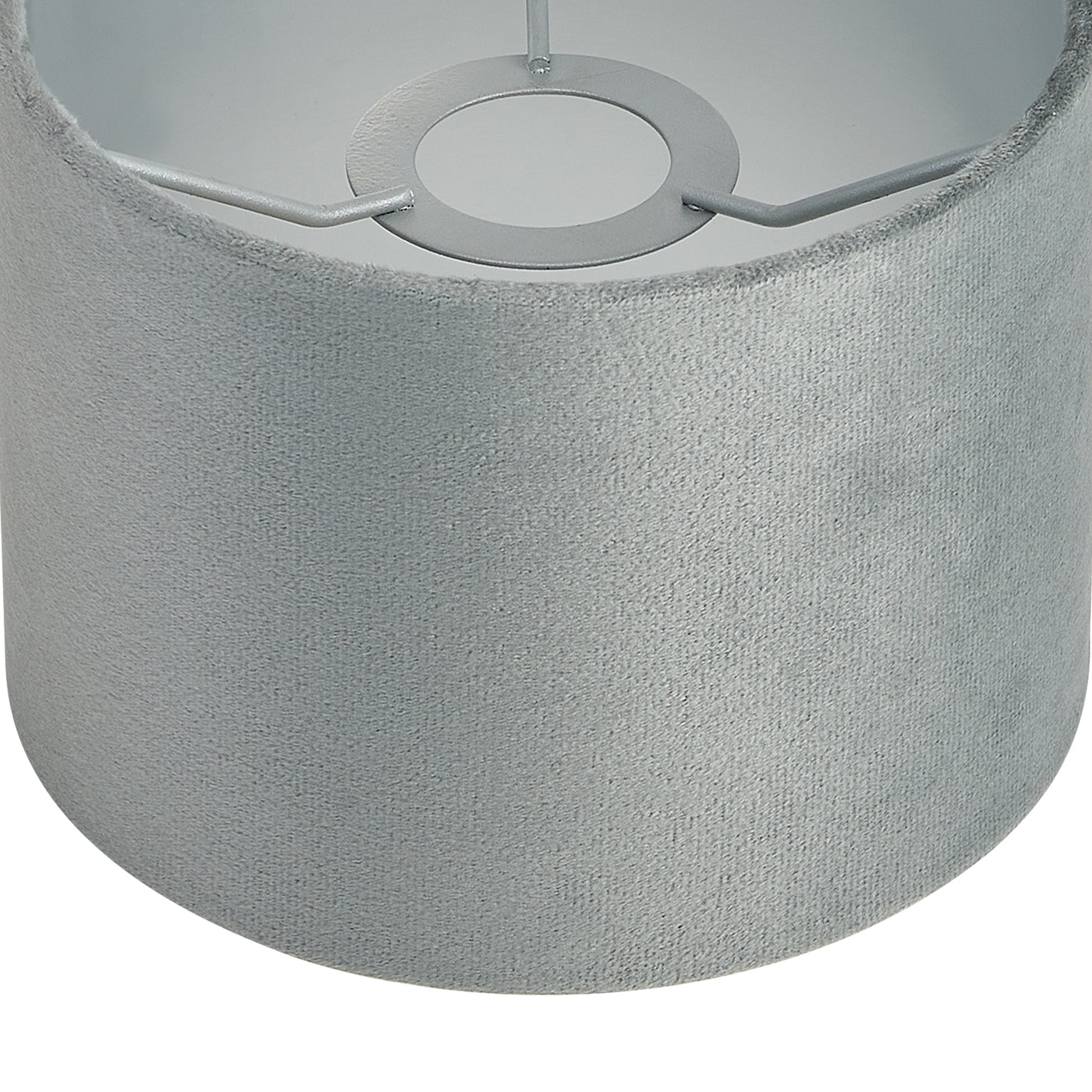 Luminosity Designs Ltd - City Round, 18x13.5cm Shade, Dark Grey Velvet With Silver Paper Lining & Silver Finish Carrier - Luminosity Designs Ltd