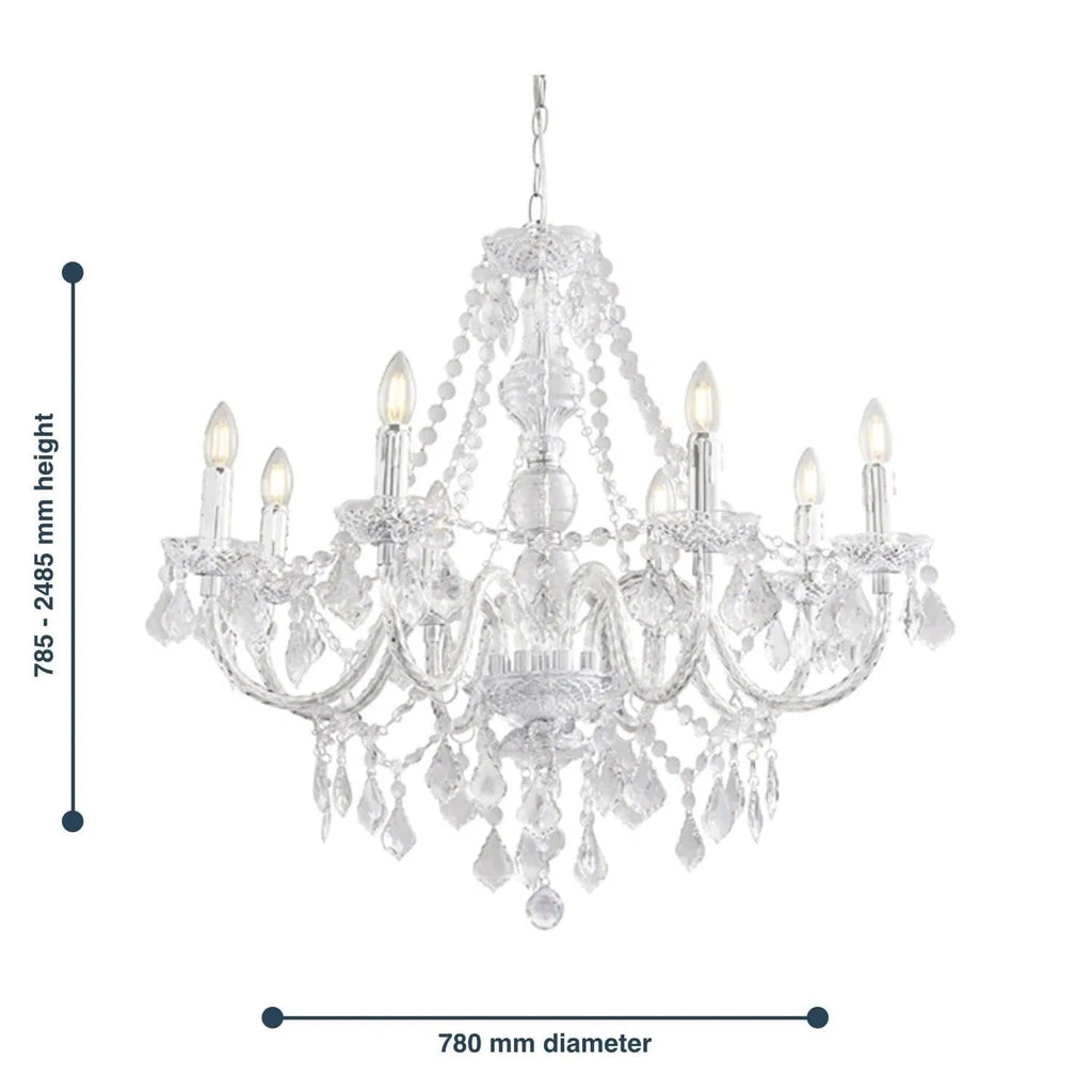 Endon - Clarence 8 Light Acrylic Chandelier - Luminosity Designs Ltd