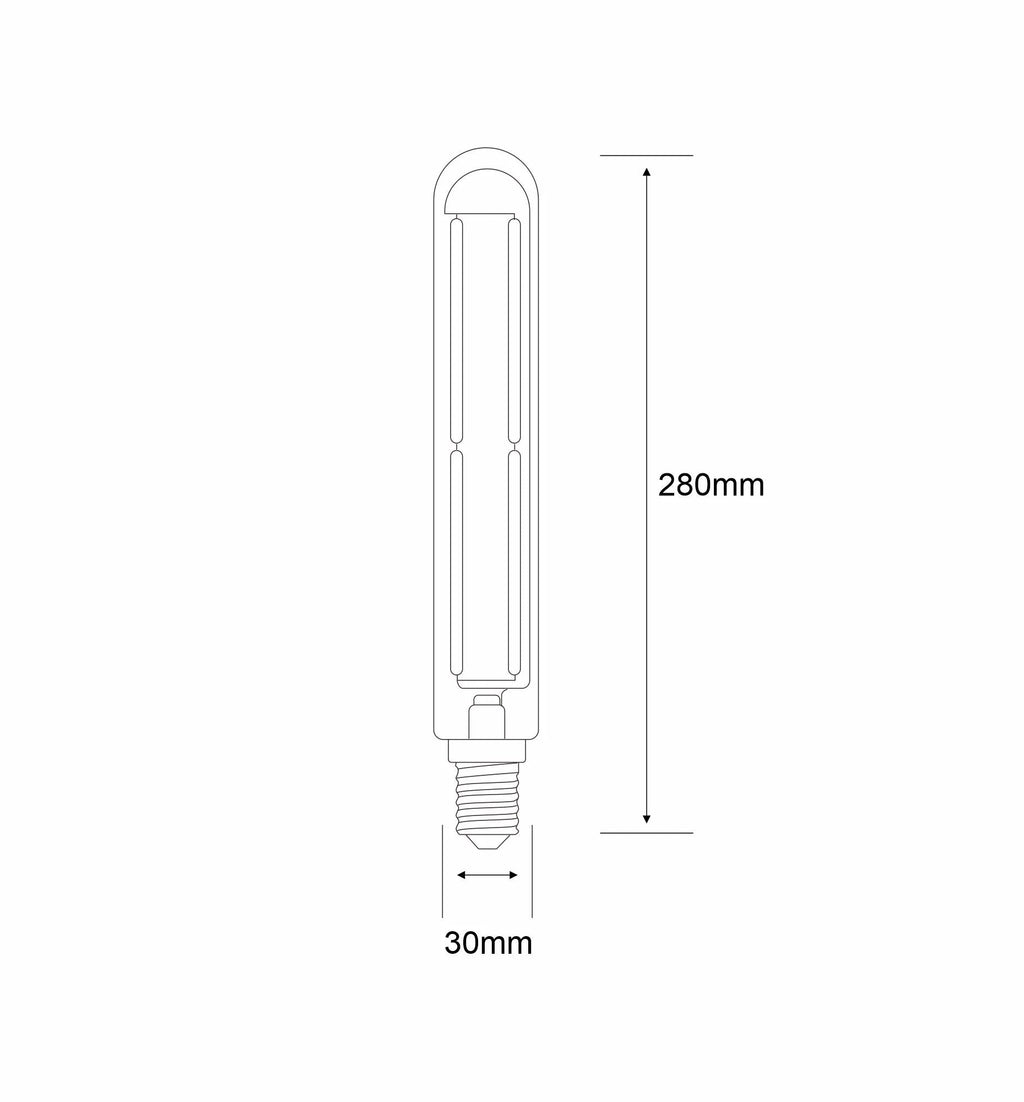 Luxram - Classic Deco LED 280mm Tubular Line Radio Type Bulb, E27 Dimmable 6W, 500lm. - Luminosity Designs Ltd