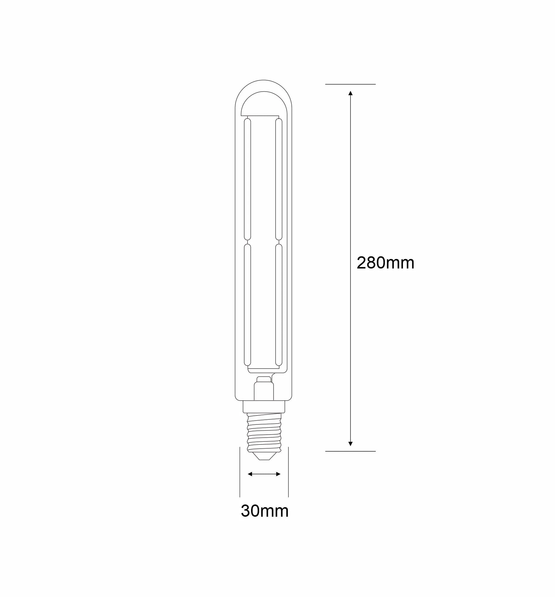 Luxram - Classic Deco LED 280mm Tubular Line Radio Type Bulb, E27 Dimmable 6W, 500lm. - Luminosity Designs Ltd