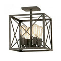 CLEARANCE - Farsund Semi Flush Industrial Rustic Ceiling Light, 4 x E27 (Oaks 2136/4) - Luminosity Designs Ltd