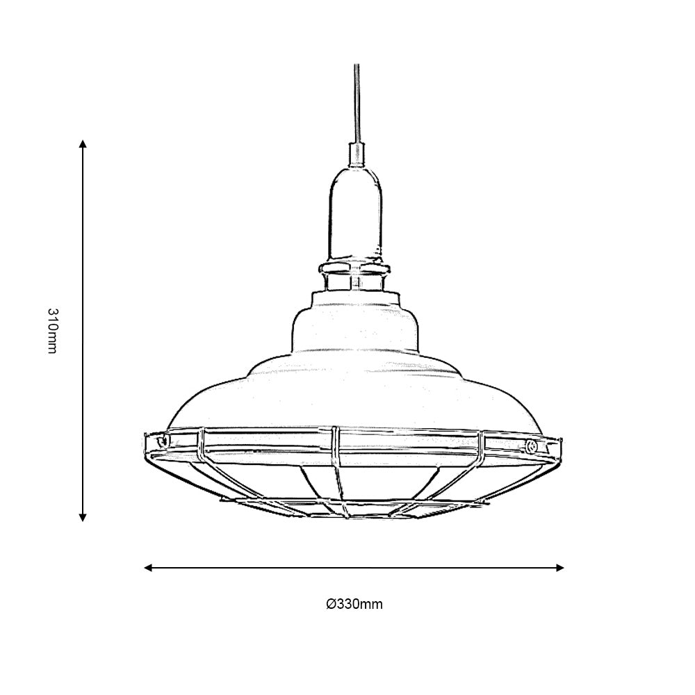 CLEARANCE - Ghent White and Chrome Industrial Loft Style Single Pendant. 1x E27 (Oaks 3055/1) - Luminosity Designs Ltd