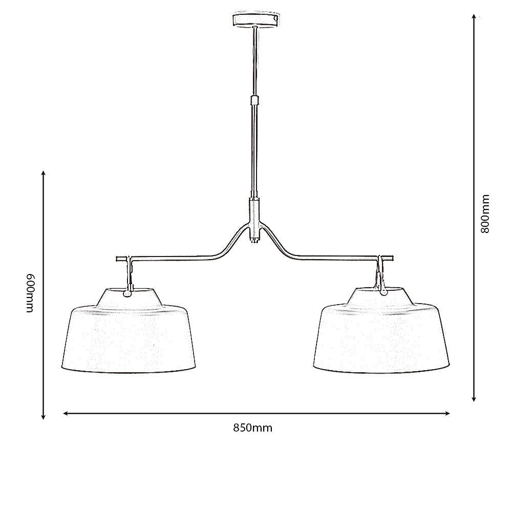 Oaks Lighting - Clermont Industrial Farmhouse Style 2 Light Bar Pendant Contrasting Colours (Oaks 2401/2 B) - Luminosity Designs Ltd