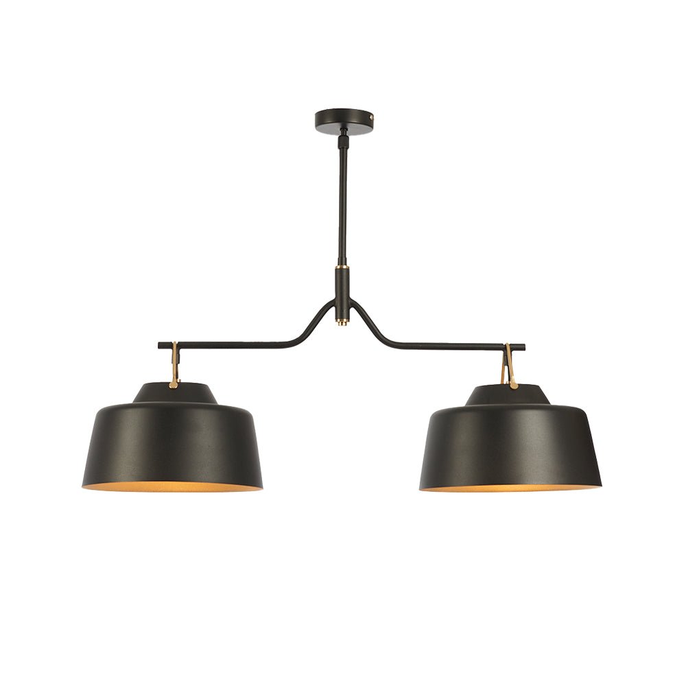 Oaks Lighting - Clermont Industrial Farmhouse Style 2 Light Bar Pendant Contrasting Colours (Oaks 2401/2 B) - Luminosity Designs Ltd