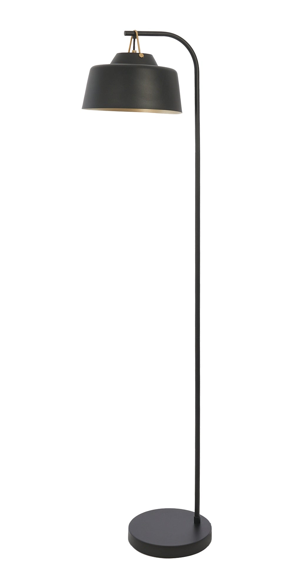 Oaks Lighting - Clermont Industrial Farmhouse Style Floor Lamp, Contrasting Colours (Oaks 2401/1 FL BK) - Luminosity Designs Ltd
