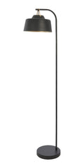 Oaks Lighting - Clermont Industrial Farmhouse Style Floor Lamp, Contrasting Colours (Oaks 2401/1 FL BK) - Luminosity Designs Ltd