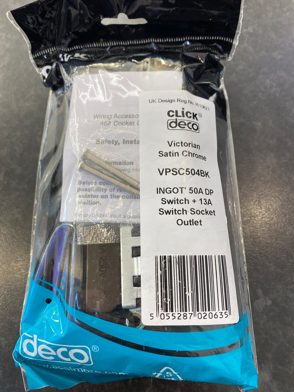 Trendiswitch - Click Deco Stainless Steel Cooker switch with Black Insert - Luminosity Designs Ltd
