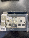 Trendiswitch - Click Double Socket Polished Chrome With Black - Luminosity Designs Ltd