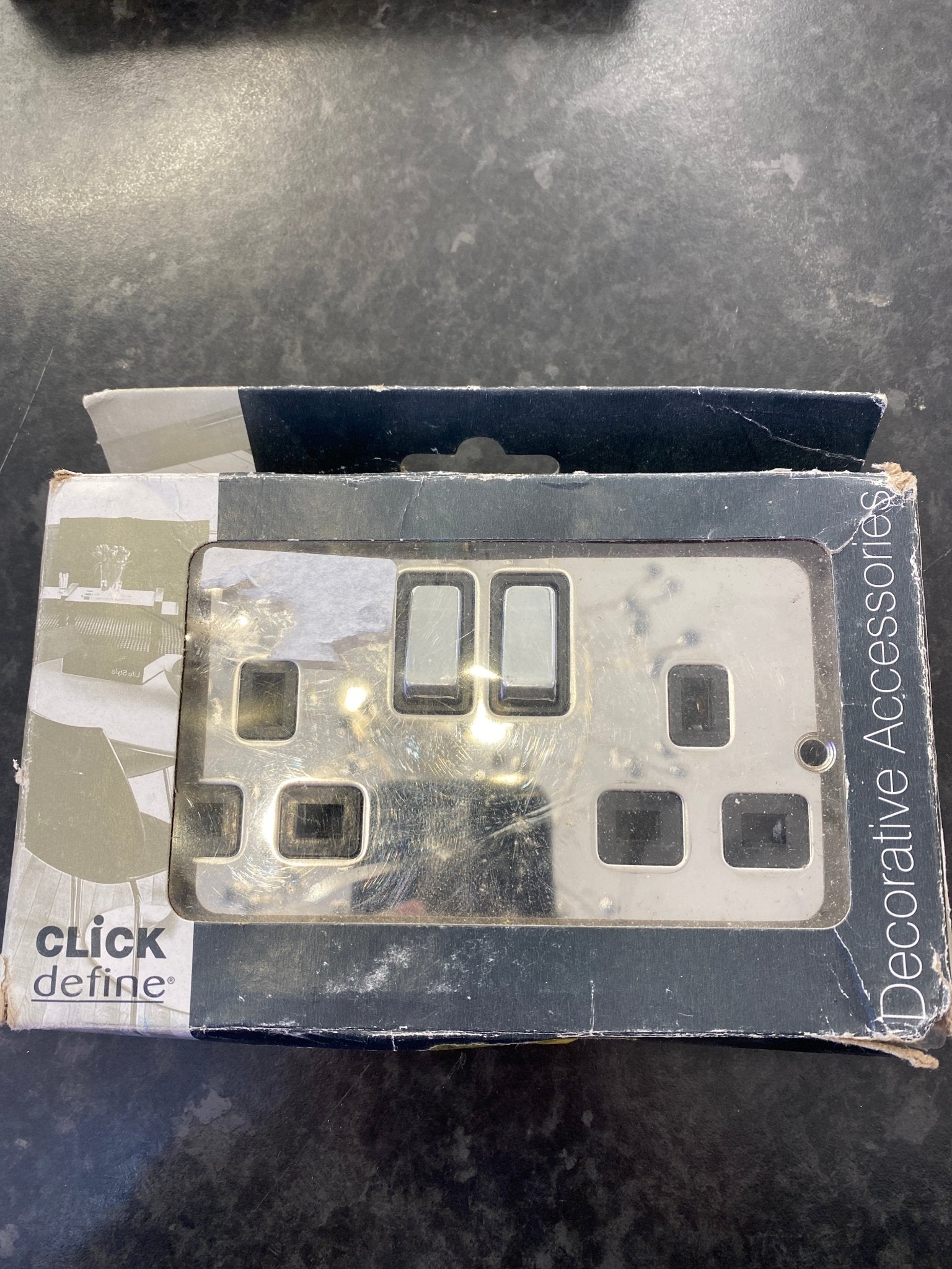 Trendiswitch - Click Double Socket Polished Chrome With Black - Luminosity Designs Ltd