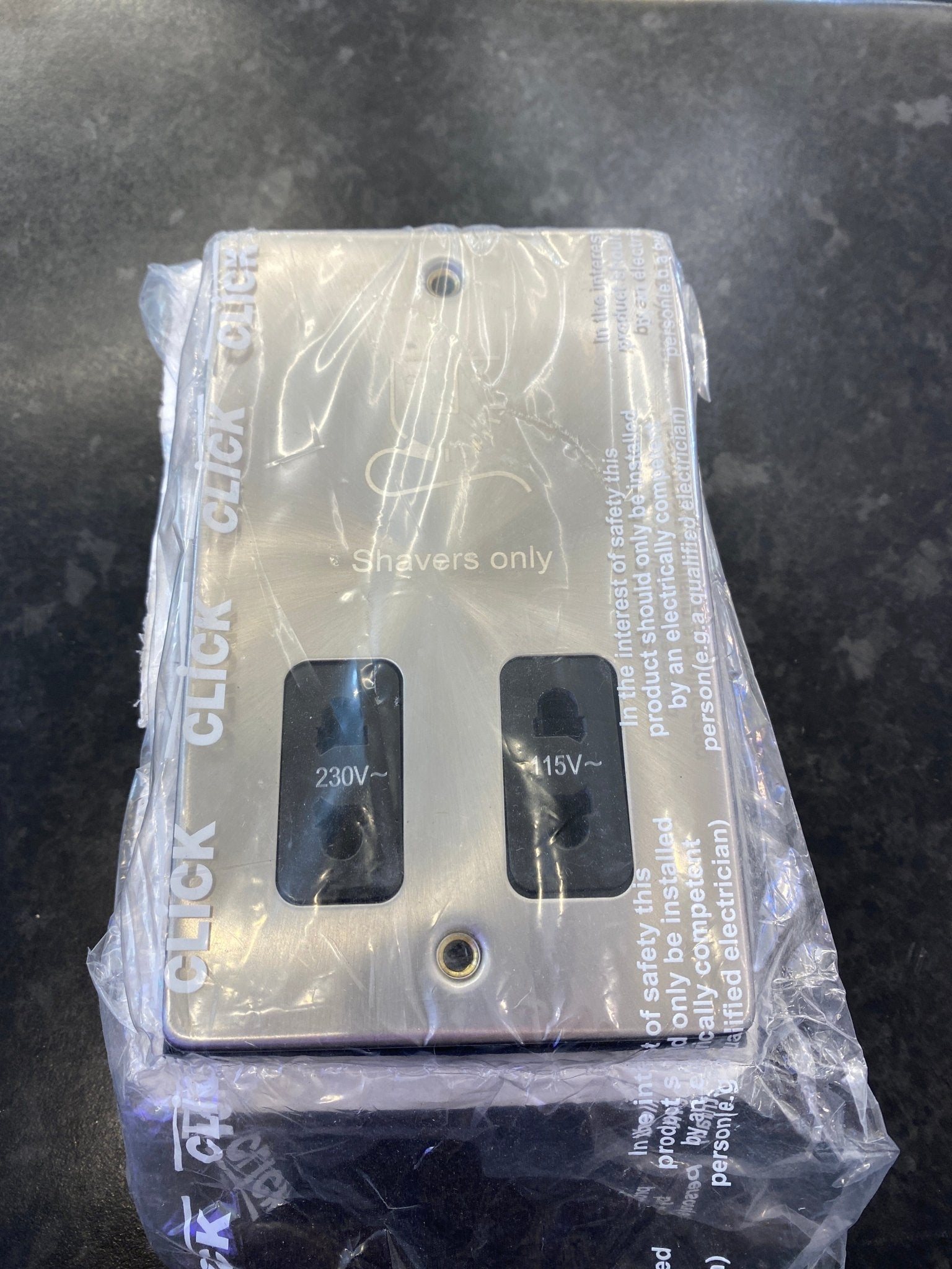 Trendiswitch - Click Shaver Socket with Black Insert - Luminosity Designs Ltd