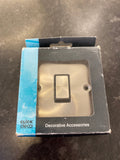 Trendiswitch - Click Single Brushed Light Switch with Black Insert - Luminosity Designs Ltd