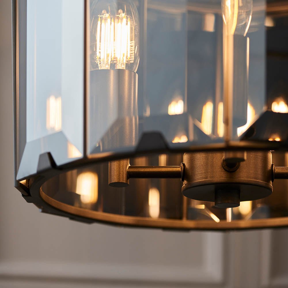 Endon - Clooney 4 Light Pendant With Slate Metal Framework and Smoked Glass Panels, 4x E14 (Endon 61281) - Luminosity Designs Ltd