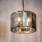 Endon - Clooney 4 Light Pendant With Slate Metal Framework and Smoked Glass Panels, 4x E14 (Endon 61281) - Luminosity Designs Ltd