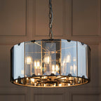 Endon - Clooney 8 Light Pendant With Slate Metal Framework and Smoked Glass Panels, 8x E14 (Endon 61294) - Luminosity Designs Ltd
