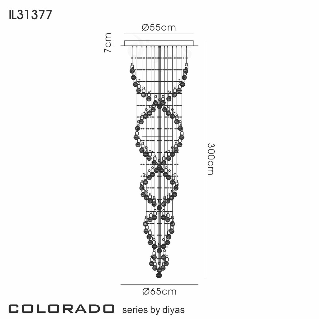 Diyas - Colorado 2m Pendant Corkscrew Chandelier - Luminosity Designs Ltd