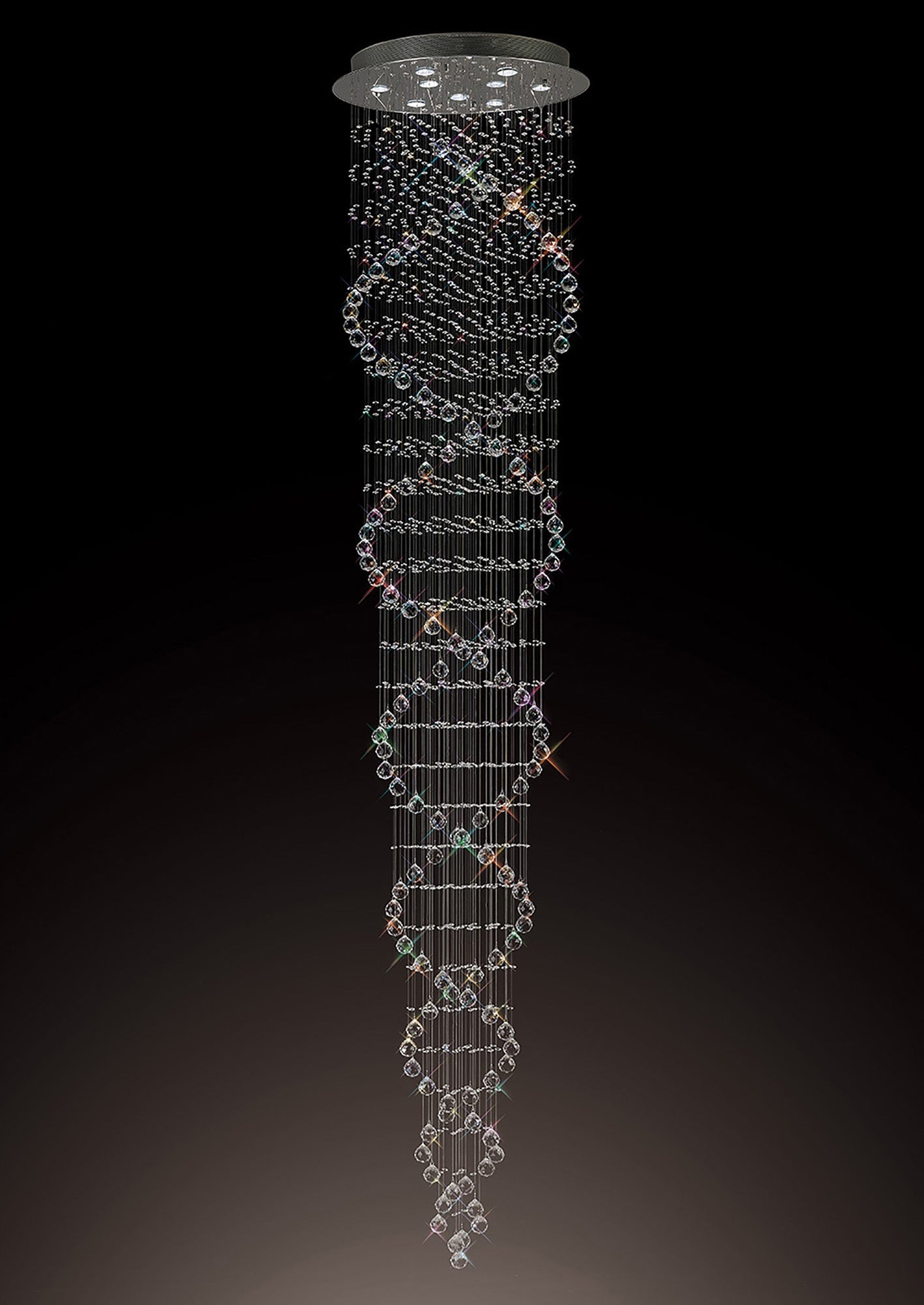 Diyas - Colorado 3m Pendant Tall Corkscrew Chandelier - Luminosity Designs Ltd