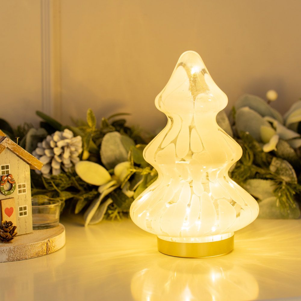 lse - Confetti Glass Battery Operated Christmas Tree with LED Lights - Luminosity Designs Ltd