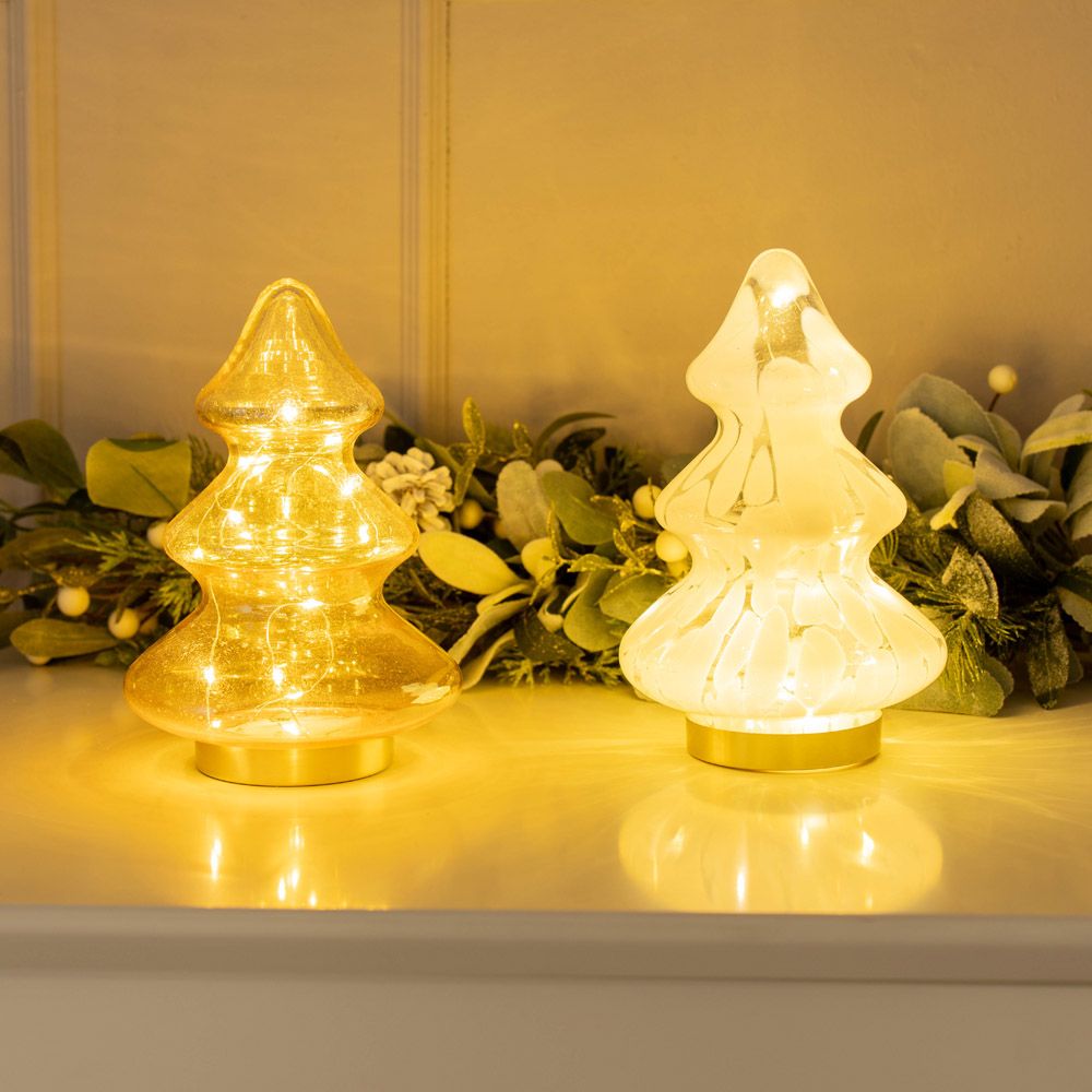 lse - Confetti Glass Battery Operated Christmas Tree with LED Lights - Luminosity Designs Ltd