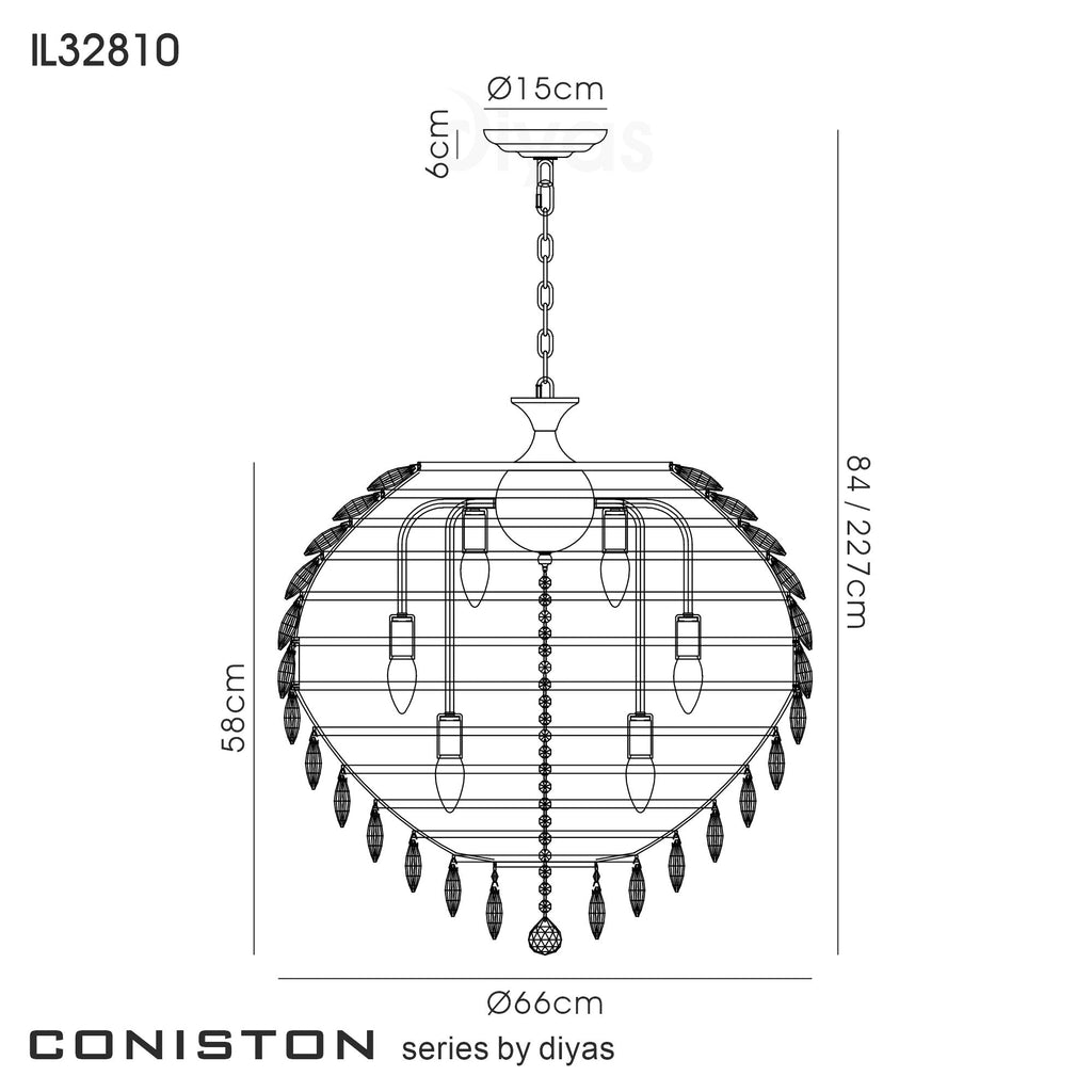 Diyas - Coniston Extra Large Pendant - Luminosity Designs Ltd