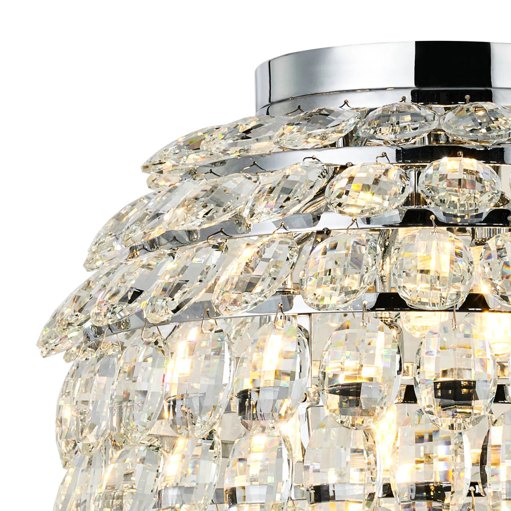 Diyas - Coniston Large Crystal IP44 Rated Flush Bathroom Light Fitting, 8 Light G9 (Diyas IL32894) - Luminosity Designs Ltd