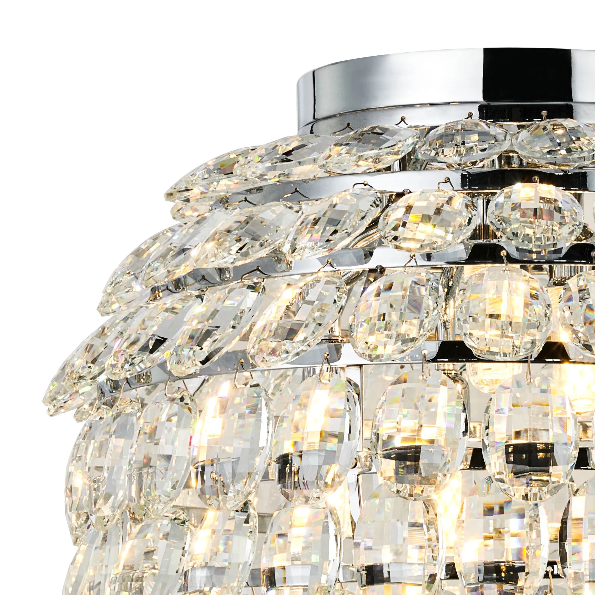 Diyas - Coniston Large Crystal IP44 Rated Flush Bathroom Light Fitting, 8 Light G9 (Diyas IL32894) - Luminosity Designs Ltd