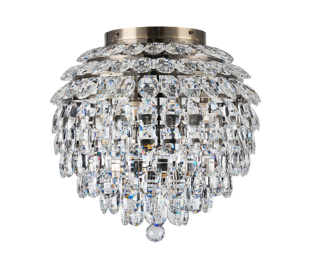Diyas - Coniston Large Crystal IP44 Rated Flush Bathroom Light Fitting, 8 Light G9 (Diyas IL32894) - Luminosity Designs Ltd