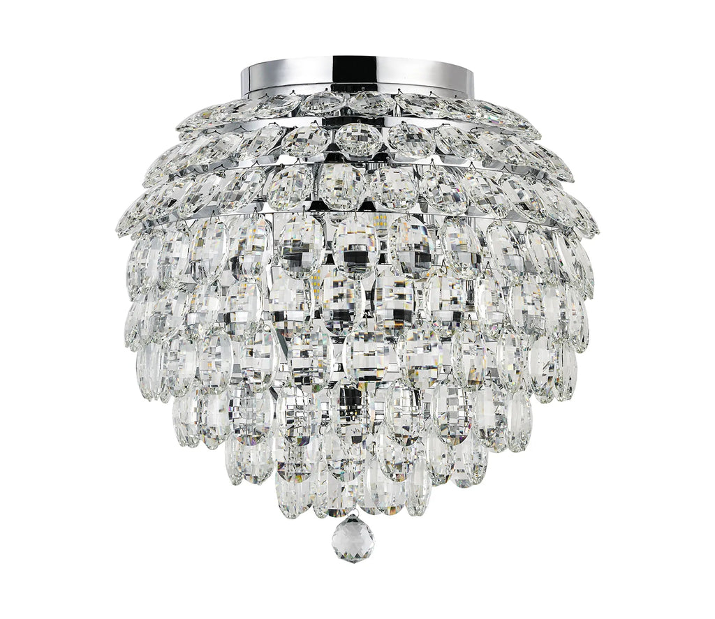 Diyas - Coniston Large Crystal IP44 Rated Flush Bathroom Light Fitting, 8 Light G9 (Diyas IL32894) - Luminosity Designs Ltd