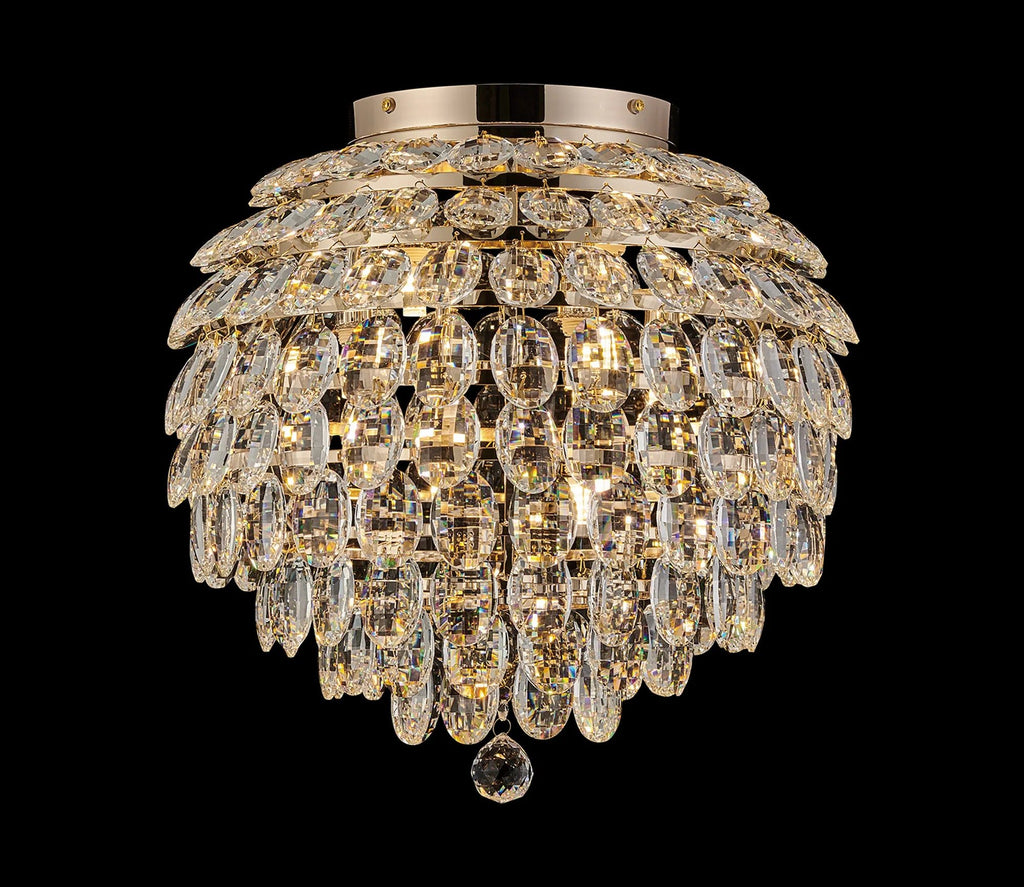 Diyas - Coniston Large Crystal IP44 Rated Flush Bathroom Light Fitting, 8 Light G9 (Diyas IL32894) - Luminosity Designs Ltd
