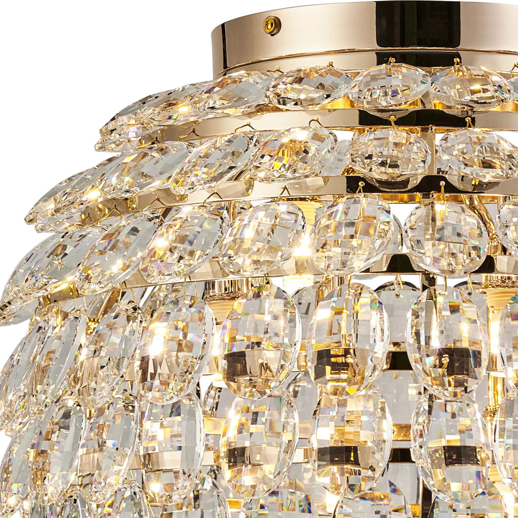Diyas - Coniston Large Crystal IP44 Rated Flush Bathroom Light Fitting, 8 Light G9 (Diyas IL32894) - Luminosity Designs Ltd