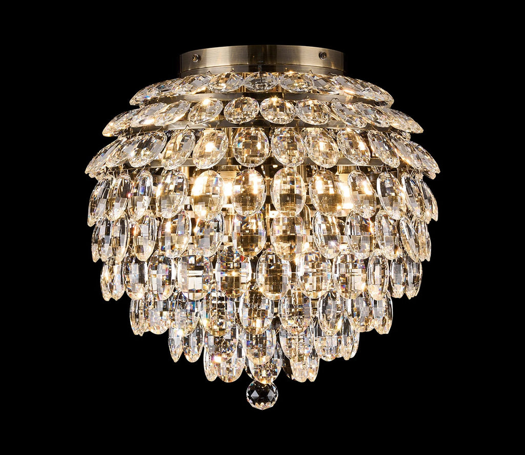 Diyas - Coniston Large Crystal IP44 Rated Flush Bathroom Light Fitting, 8 Light G9 (Diyas IL32894) - Luminosity Designs Ltd
