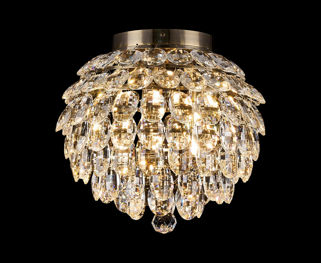Diyas - Coniston Medium Crystal IP44 Rated Flush Bathroom Light Fitting, 5 Light G9 (Diyas IL32898) - Luminosity Designs Ltd