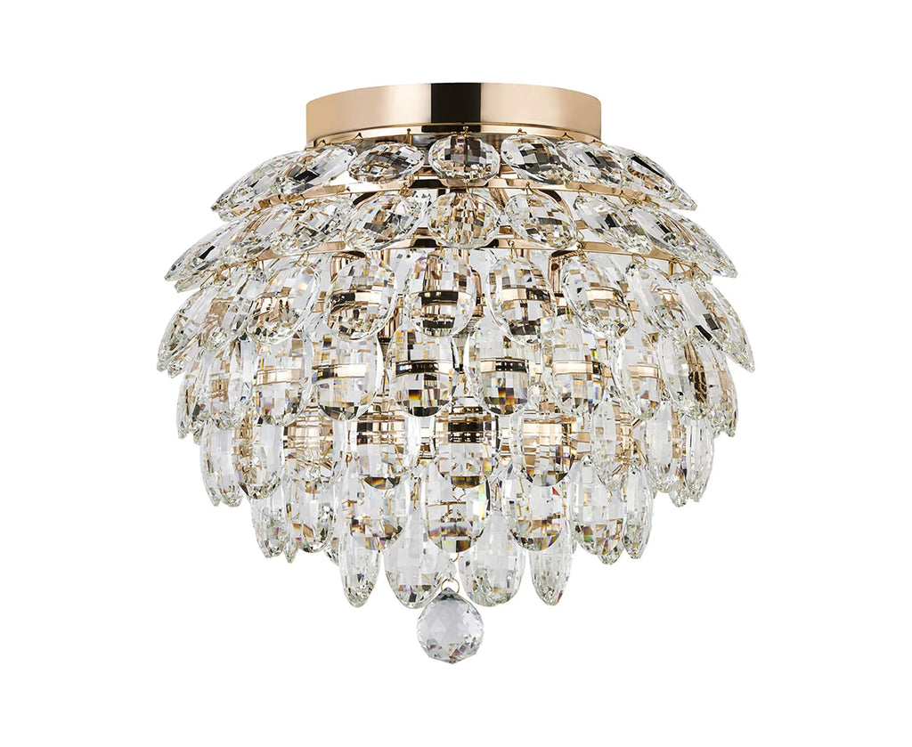 Diyas - Coniston Medium Crystal IP44 Rated Flush Bathroom Light Fitting, 5 Light G9 (Diyas IL32898) - Luminosity Designs Ltd