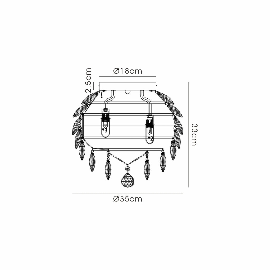 Diyas - Coniston Medium Crystal IP44 Rated Flush Bathroom Light Fitting, 5 Light G9 (Diyas IL32898) - Luminosity Designs Ltd