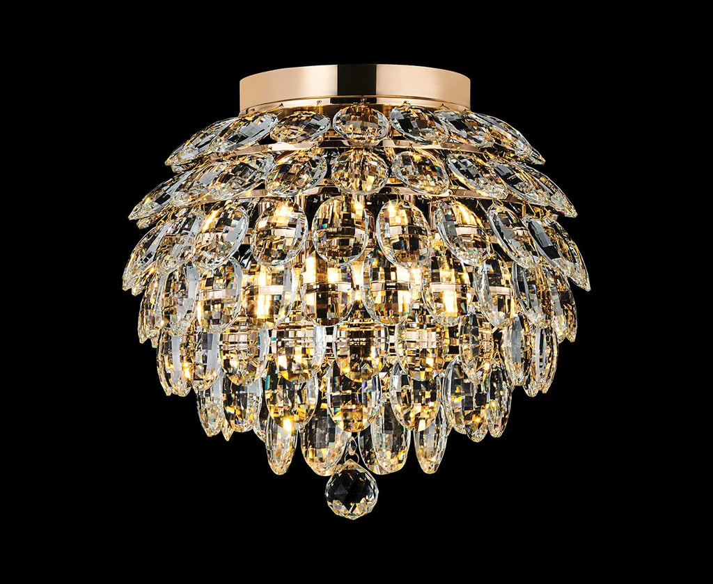 Diyas - Coniston Medium Crystal IP44 Rated Flush Bathroom Light Fitting, 5 Light G9 (Diyas IL32898) - Luminosity Designs Ltd