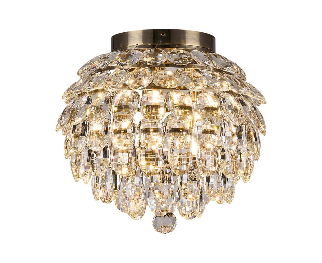 Diyas - Coniston Medium Crystal IP44 Rated Flush Bathroom Light Fitting, 5 Light G9 (Diyas IL32898) - Luminosity Designs Ltd