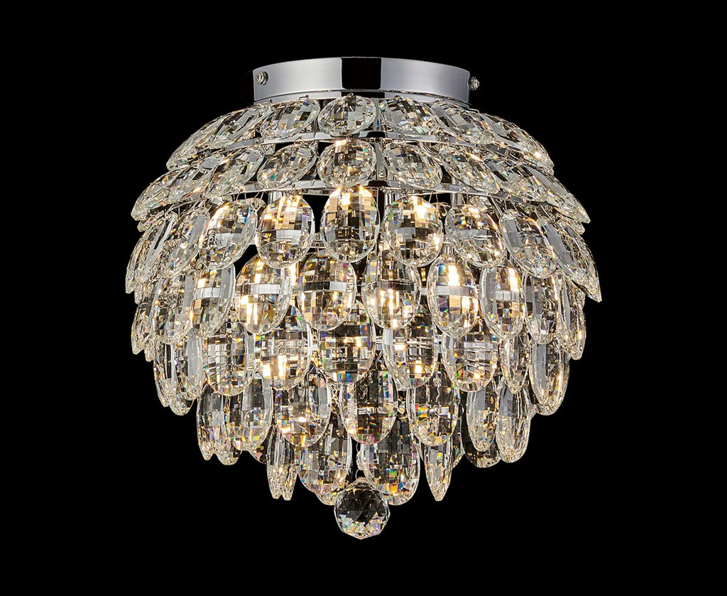 Diyas - Coniston Medium Crystal IP44 Rated Flush Bathroom Light Fitting, 5 Light G9 (Diyas IL32898) - Luminosity Designs Ltd