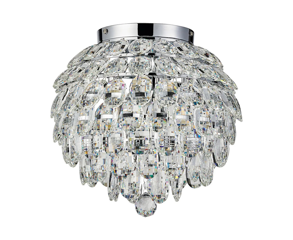 Diyas - Coniston Medium Crystal IP44 Rated Flush Bathroom Light Fitting, 5 Light G9 (Diyas IL32898) - Luminosity Designs Ltd