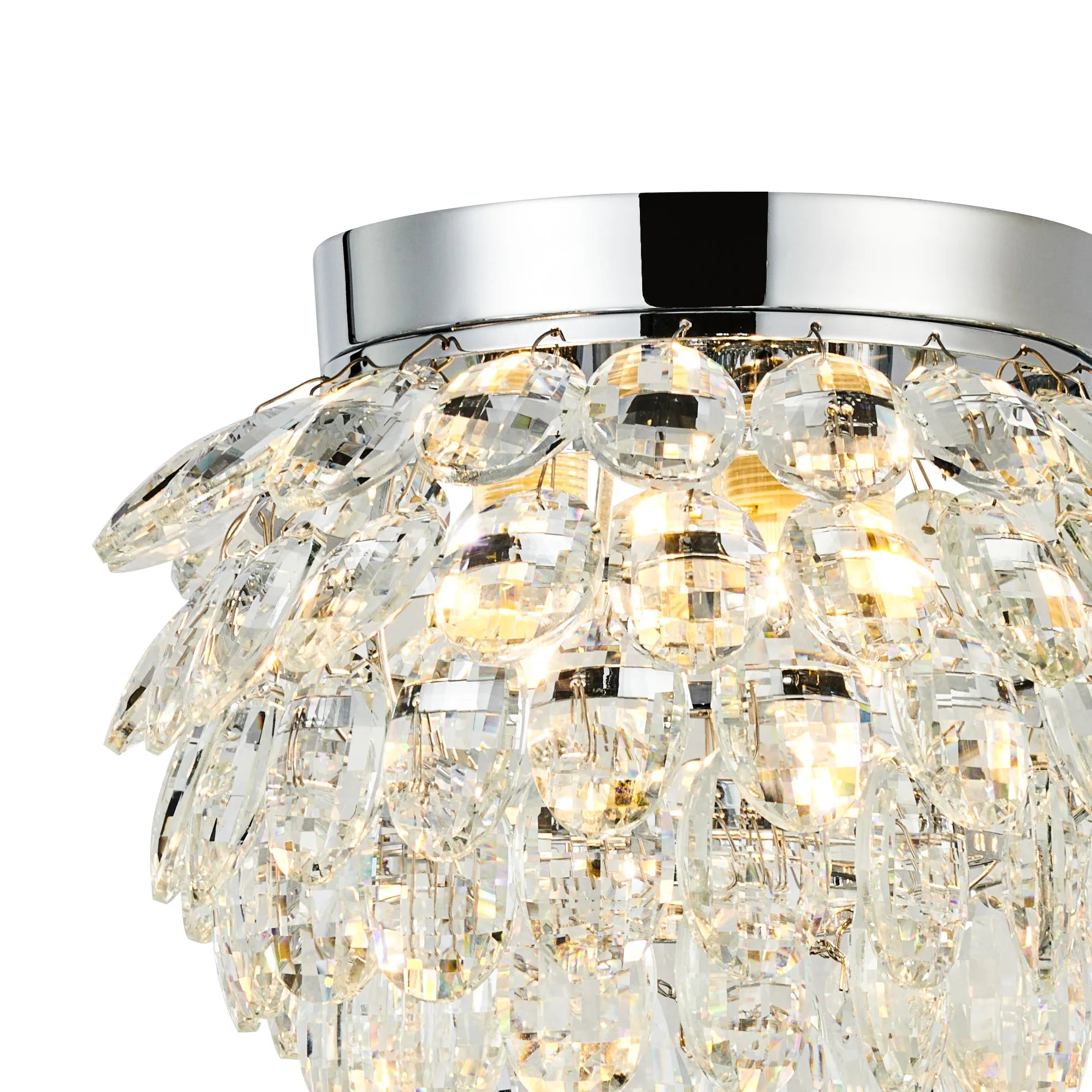 Diyas - Coniston Small Crystal IP44 Rated Flush Bathroom Light Fitting, 3 Light G9 (Diyas IL32897) - Luminosity Designs Ltd